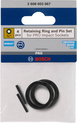 Juego de pasador y anillo de retención de 3/4″ Bosch , 4 piezas.